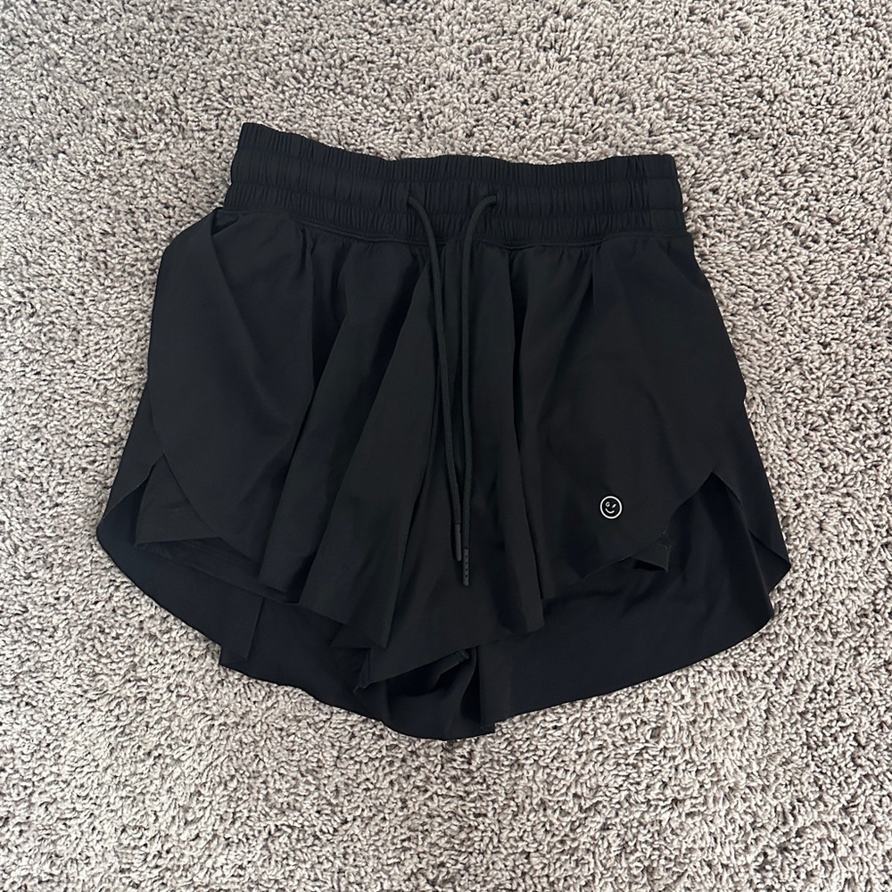 Women's Black Athletic Flowy Shorts